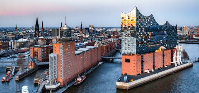 Thousands Of Spectators Gathered At The Elbe Philharmonic Hall in Hamburg, Ge...